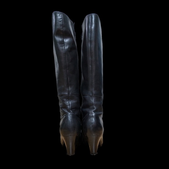 Miz Mooz Journey Black Leather Tall Boots 8.5 – Vintage – Heel Caps Worn - Picture 2 of 13